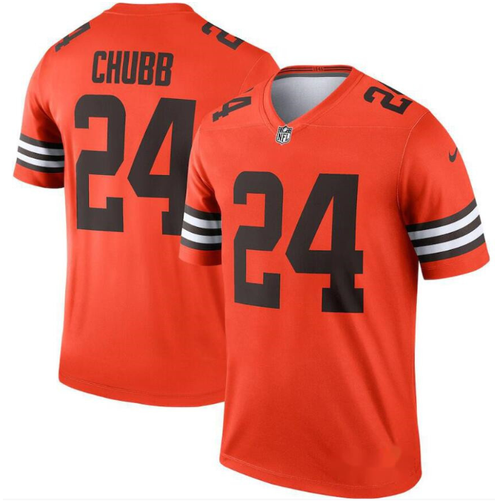 Women's Cleveland Browns #24 Nick Chubb Orange Inverted Legend Jersey(Run Small)